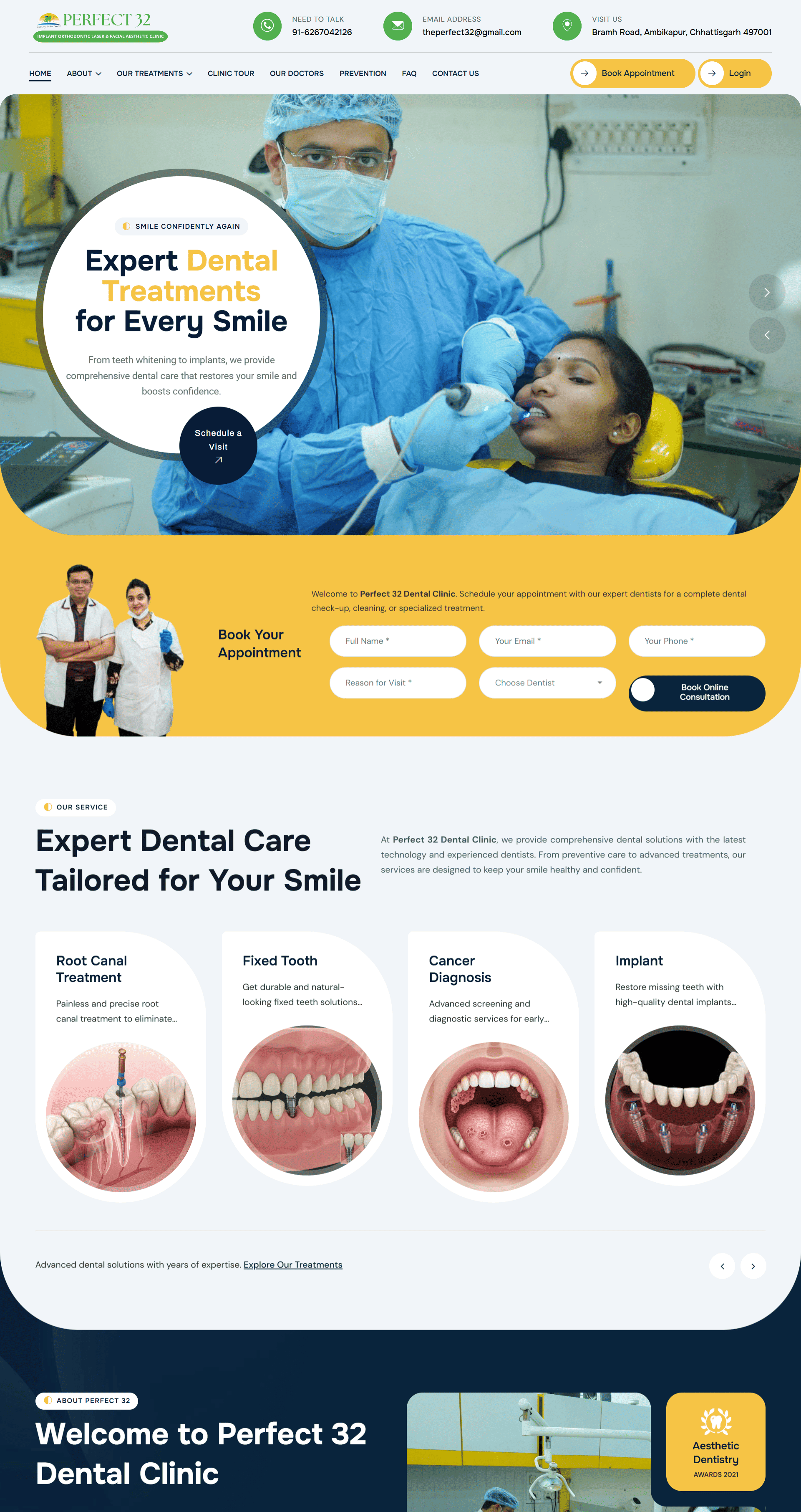 Perfect 32 Dental Clinic Website - WebCoodee
